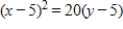 <strong>Find the standard form of the equation of the parabola with the given characteristics. Vertex: ;focus: </strong> A) B) C) D) E)