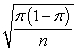 The standard deviation of the sampling distribution of a sample proportion is where π is the population proportion.