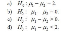 In testing for differences between the means of two independent populations, the null hypothesis is: