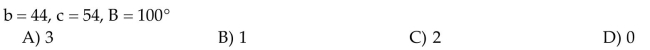 Determine the number of triangles ABC possible with the given parts.