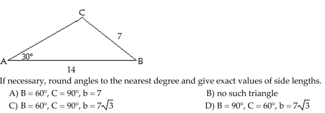 Find the missing parts of the triangle.