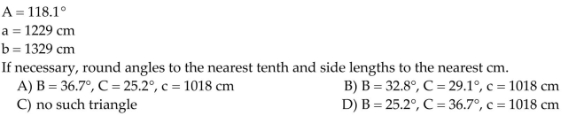 Find the missing parts of the triangle.