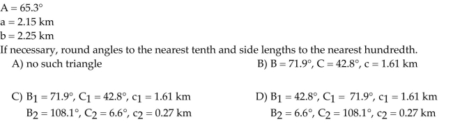 Find the missing parts of the triangle.