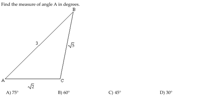 Find the indicated angle or side. Give an exact answer.