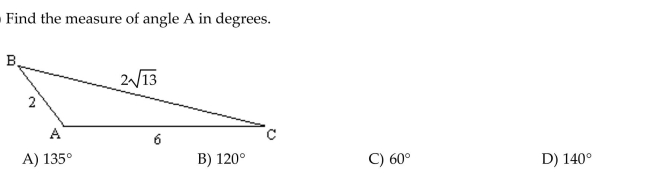 Find the indicated angle or side. Give an exact answer.