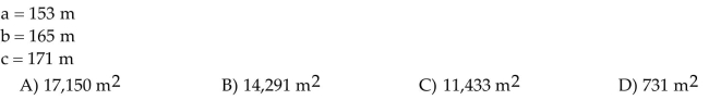 Find the area of triangle ABC with the given parts. Round to the nearest tenth when necessary.