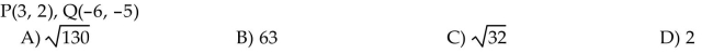 For the points P and Q, find the distance d(P, Q).  <div style=padding-top: 35px> 