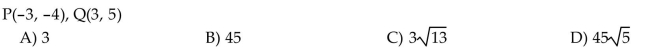 For the points P and Q, find the distance d(P, Q).  <div style=padding-top: 35px> 