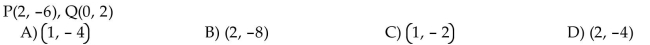For the points P and Q, find the coordinates of the midpoint of the segment PQ.  <div style=padding-top: 35px> 