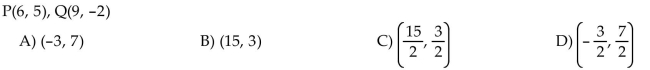For the points P and Q, find the coordinates of the midpoint of the segment PQ.  <div style=padding-top: 35px> 