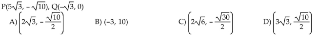 For the points P and Q, find the coordinates of the midpoint of the segment PQ.  <div style=padding-top: 35px> 