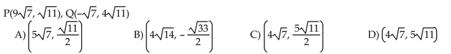 For the points P and Q, find the coordinates of the midpoint of the segment PQ.  <div style=padding-top: 35px> 