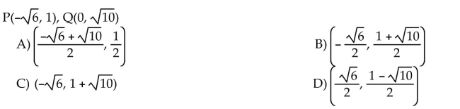 For the points P and Q, find the coordinates of the midpoint of the segment PQ.  <div style=padding-top: 35px> 