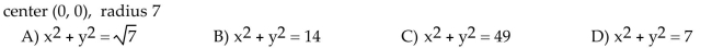 Find the center-radius form of the equation of the circle.  <div style=padding-top: 35px> 