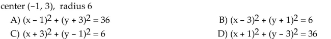 Find the center-radius form of the equation of the circle.  <div style=padding-top: 35px> 