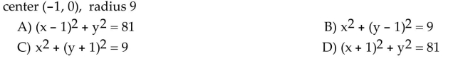 Find the center-radius form of the equation of the circle.  <div style=padding-top: 35px> 