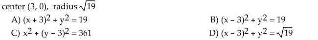 Find the center-radius form of the equation of the circle.  <div style=padding-top: 35px> 