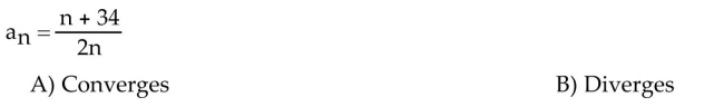 Graph the function corresponding to the sequence defined. Use the graph to decide whether the sequence converges or diverges.