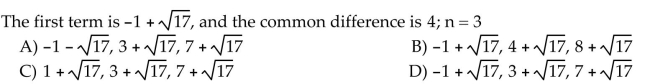 Write the first n terms of the given arithmetic sequence (the value of n is indicated in the question).