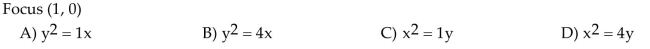 Write an equation for the parabola with vertex at the origin.
