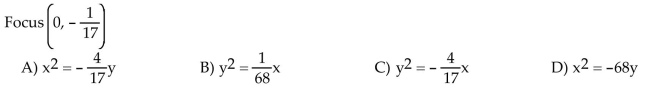 Write an equation for the parabola with vertex at the origin.