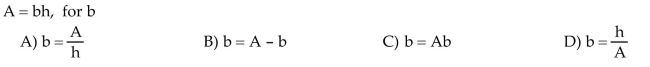 Solve the formula for the indicated variable.