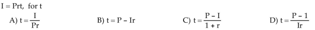 Solve the formula for the indicated variable.