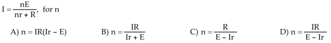 Solve the formula for the indicated variable.