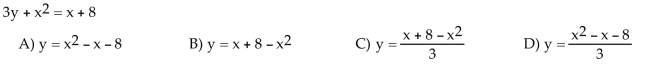 Solve for y.