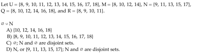 Use these sets to find the following. Identify any disjoint sets.