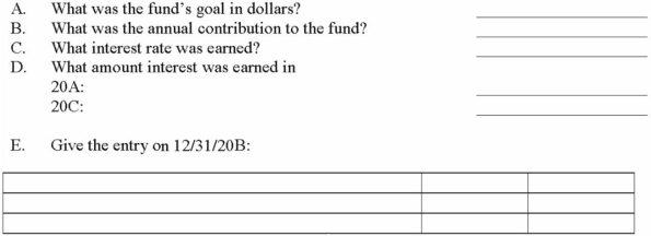 Meade Company has accumulated cash in a fund to use for future expansion. The following accumulation schedule for the fund was prepared: Required: Refer to the schedule above and respond to the following questions by entering the answers in the blanks to right.