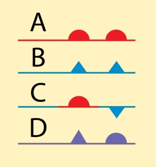 Examine the figure. Which of the symbols shown is used to illustrate a stationary front?