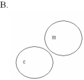 <strong>Which of the following concept circles best depicts the relationship between molecules and compounds (c = compound and m = molecule)? </strong> A) Option A B) Option B C) Option C