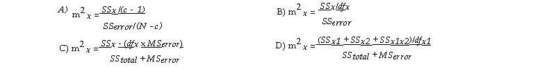 In ANOVA the relative contribution of a factor X is calculated as .  <div style=padding-top: 35px> 
