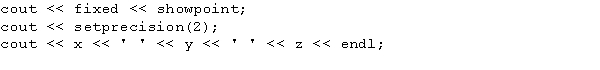 <strong>Suppose that x = 25.67, y = 356.876, and z = 7623.9674. What is the output of the following statements? </strong> A) 25.67 356.87 7623.96 B) 25.67 356.87 7623.97 C) 25.67 356.88 7623.97 D) 25.67 356.876 7623.967