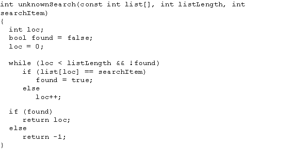 The code shown represents the ____________________ search algorithm.