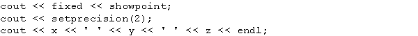 <strong>Suppose that x = 25.67, y = 356.876, and z = 7623.9674.What is the output of the following statements? </strong> A) 25.67 356.87 7623.96 B) 25.67 356.87 7623.97 C) 25.67 356.88 7623.97 D) 25.67 356.876 7623.967