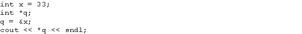 <strong>What is the output of the following statements? </strong> A) nullptr B) 0 C) 3 D) 33