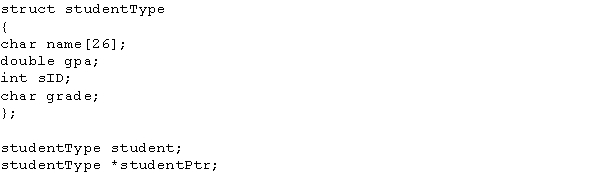 Consider the following declaration of a struct:The statement (*studentPtr).gpa = 2.5; is equivalent to ___________________ = 2.5;.