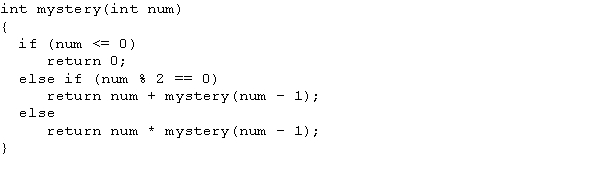 <strong>Consider the following definition of the recursive function mystery. What is the output of the following statement? Cout << mystery(5) << endl; </strong> A) 50 B) 65 C) 120 D) 180