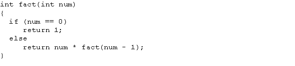 Consider the following code. The function fact is an example of a(n) ____________________ recursive function.