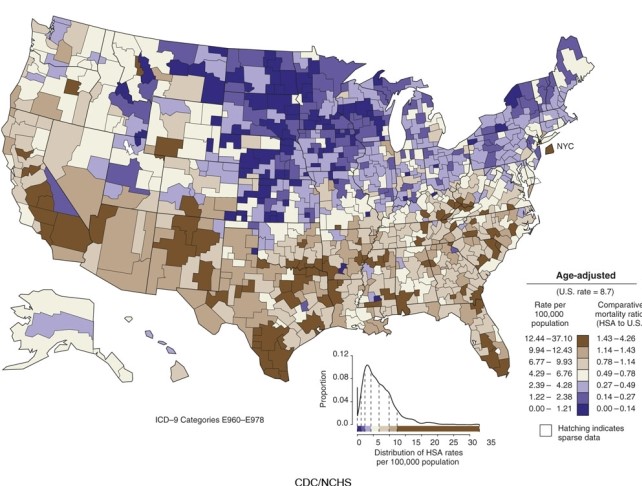 A map of the type shown where numerically classed shaded areas display patterns is called