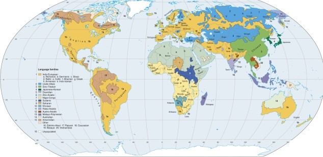 <strong>Examining the Indo-European family pattern on the map of language families shows </strong> A)a 'ribbon' of the family (Russian) extending eastward through north Asia. B)a divided Europe and South Asia pattern showing two different original migration paths. C)much colonial European influence throughout the world. D)all of the above. Scrambling: Locked