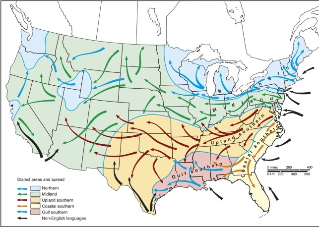 <strong>Interestingly, the populated region of northern Utah according to the map of dialect migration regions in the United States is </strong> A)mainly Northern in speech dialect like from Massachusetts and upstate New York. B)mainly Coastal southern as Mormons migrated mainly from the Carolinas. C)mainly Upland Southern with folk from Virginia and Kentucky. D)mainly mainstream Midland of Ohio and Indiana peoples.