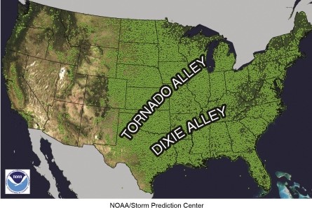 <strong>On the tornado map, 'tornado alley' is generally </strong> A)found along the east coast of the United States. B)found more in Colorado and Wyoming than in the US South. C)more prevalent west of the Rocky Mountain range. D)in the southern Great Plains.