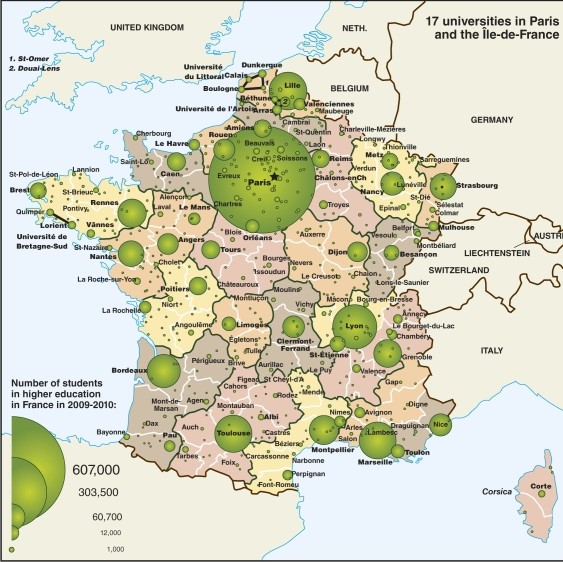 The urban population map of France shows that  