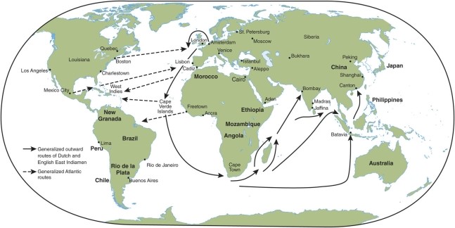 <strong>Arrows on the map representing colonial control and that era are focused in </strong> A)the Pacific. B)the Atlantic. C)the Indian Ocean. D)the Arctic.