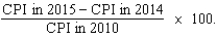<strong>If 2010 is the base year, then the inflation rate in 2015 equals</strong> A) B) C) D)