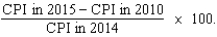 <strong>If 2010 is the base year, then the inflation rate in 2015 equals</strong> A) B) C) D)