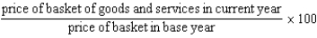 <strong>Which of the following is the correct formula for calculating the consumer price index?</strong> A) B) C) D)